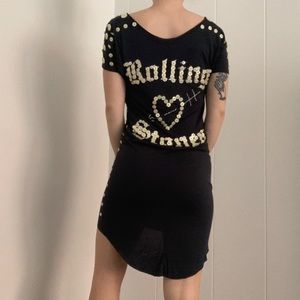 Rolling Stones button T-shirt dress xs-l